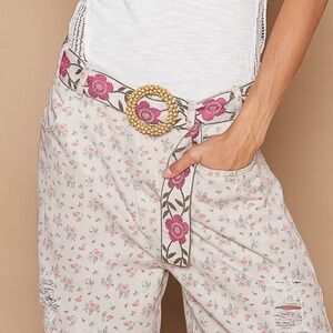 POL Beaded Velvet Statement Belt with Antique Brass Buckle – Glam Boho Grunge POL | Accessories | Pol Beaded Velvet Statement Belt With  main image 3